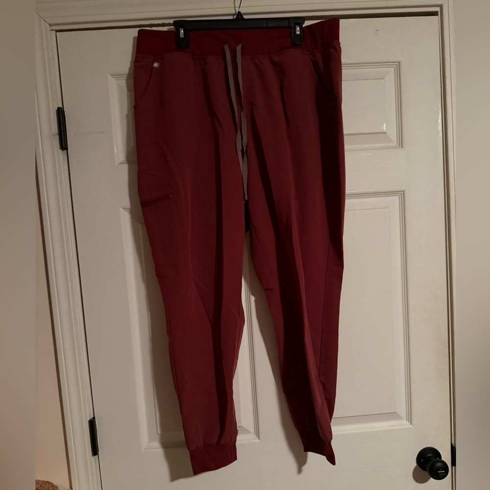 FIGS Burgundy jogger scrub pants